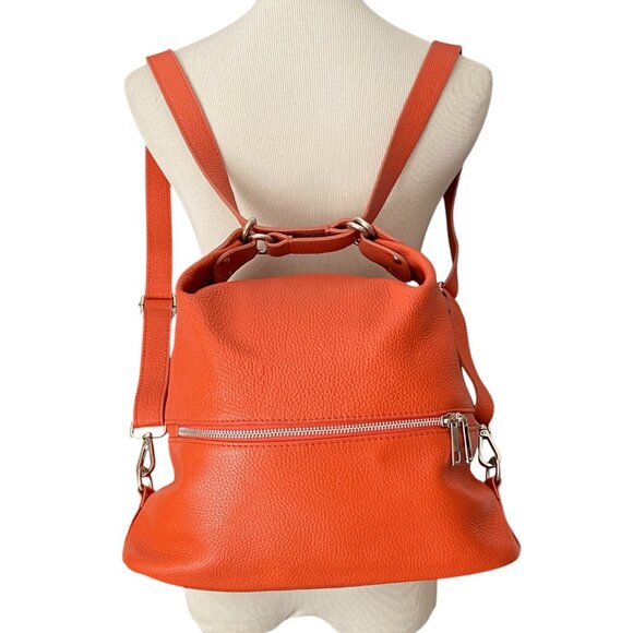 Bougainvillea Italian Soft Pebbled Leather 2 in 1 Convertible Backpack Purse - Picture 1 of 10